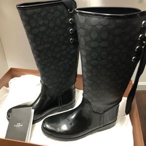 Coach Tristee Black-Smoke/Black rain boots sized 10